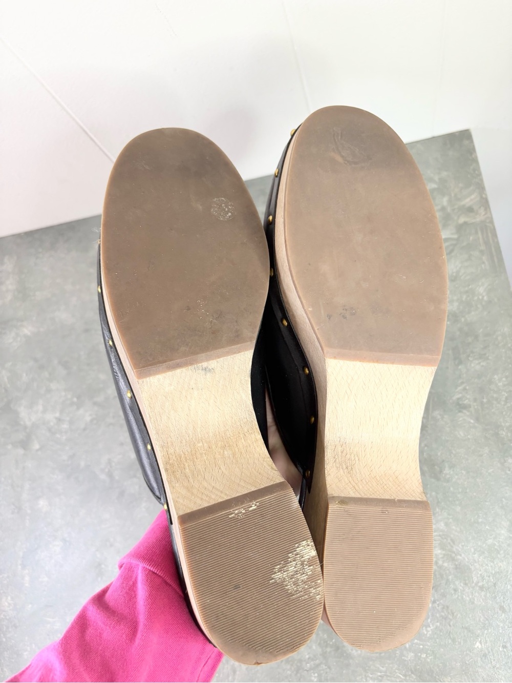 J Crew black leather clog shoes studded size 12 - Picture 7 of 8
